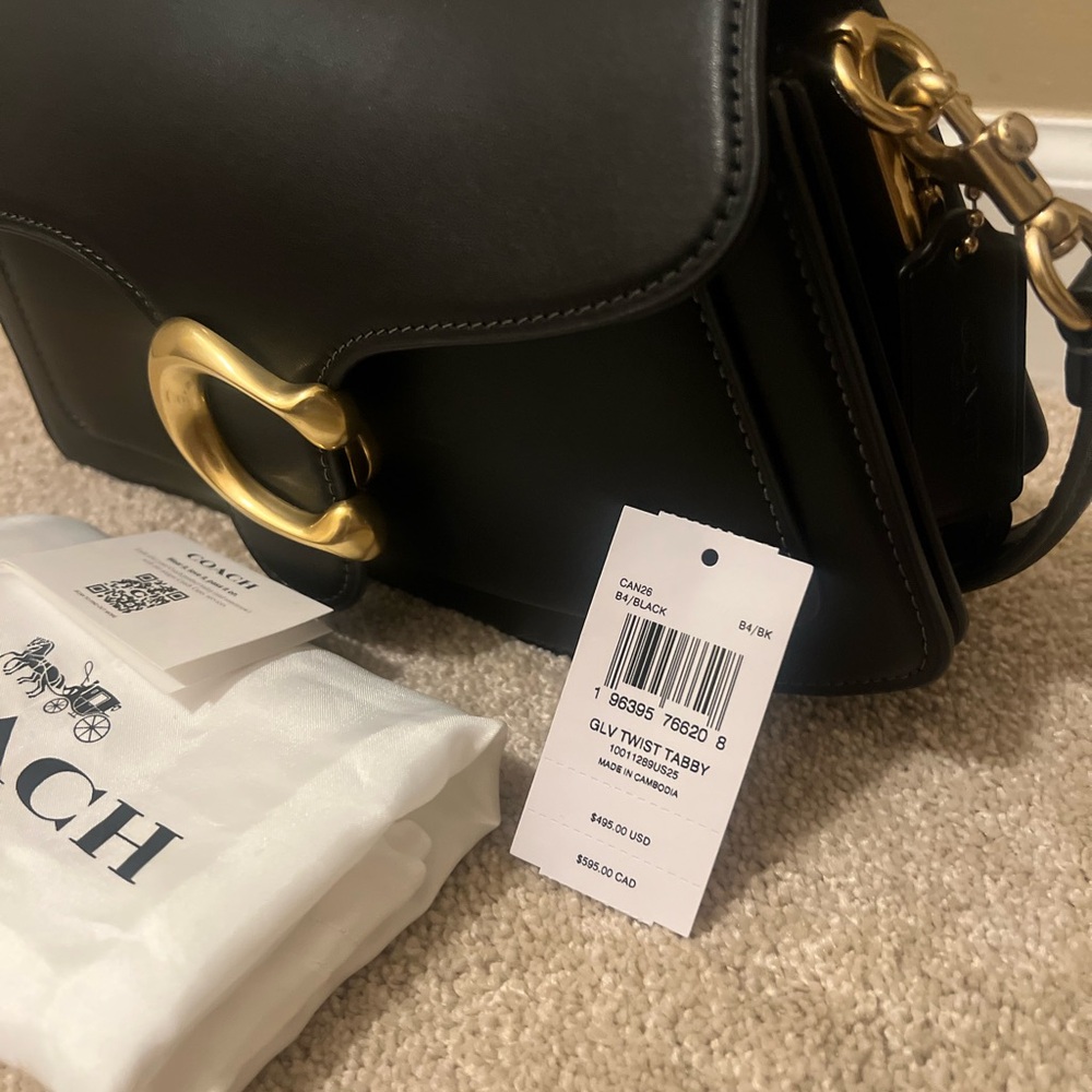 Coach Twisted Tabby 26 Shoulder Bag Black with Gold hardware - Picture 3 of 14